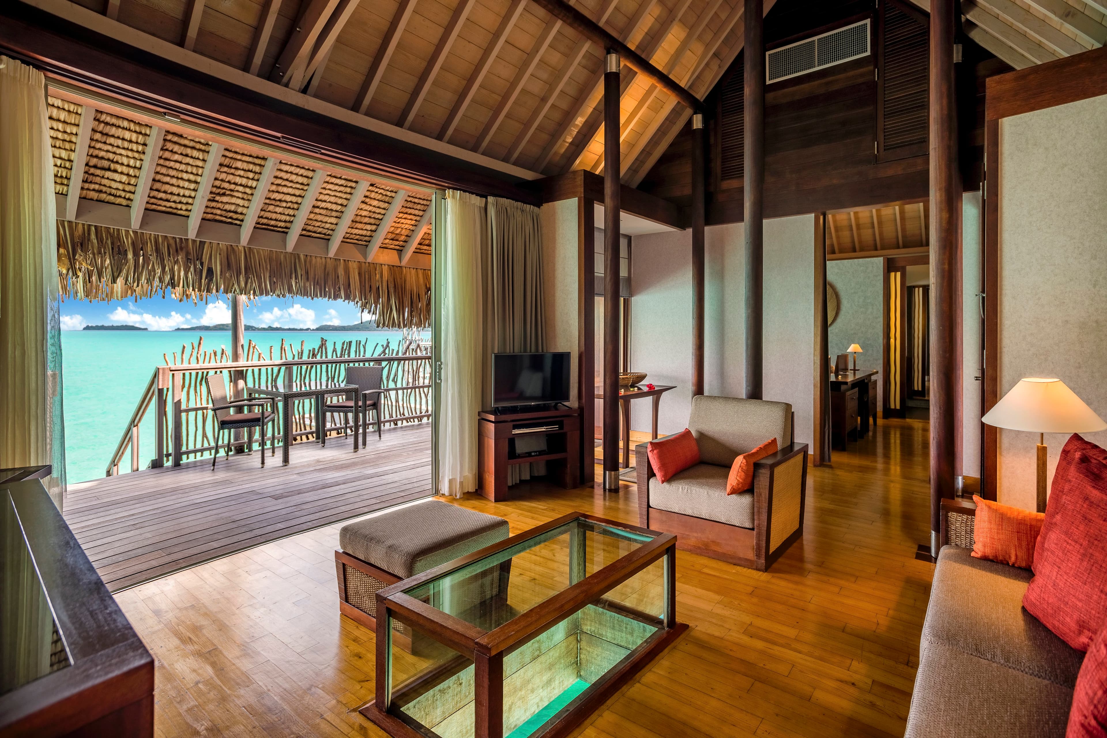 View of a Living Room in a Pool Overwater Villa