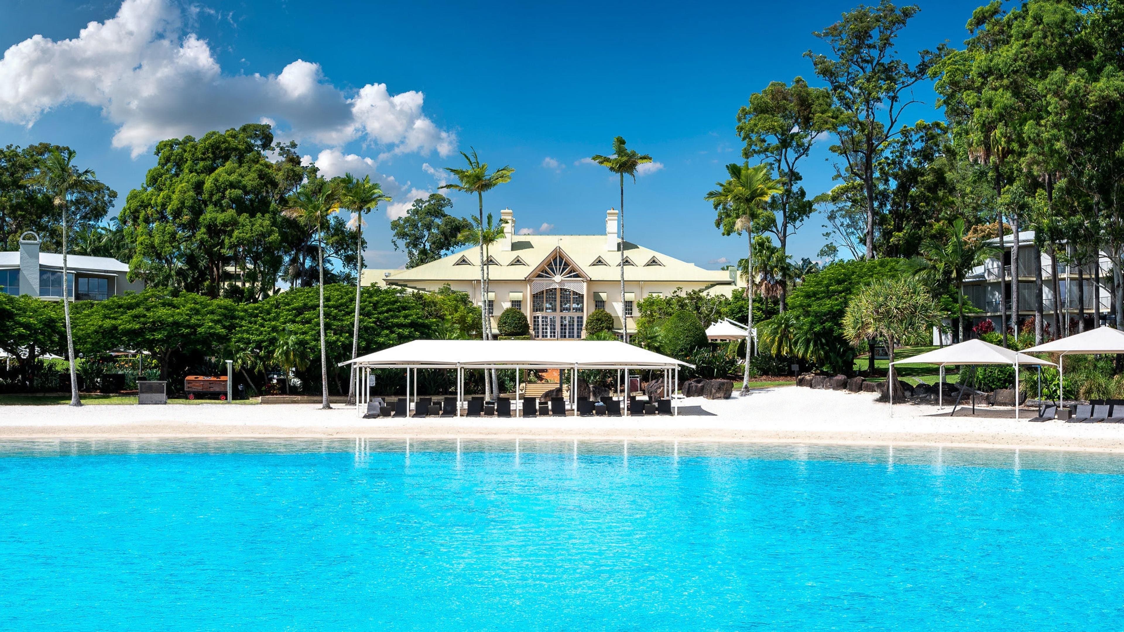 Pristine waters of our one-acre lagoon beach